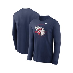 Mens Navy Cleveland Guardians Over Arch Performance Long Sleeve T-shirt
