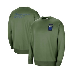 Womens Olive Duke Blue Devils Military-Inspired Collection All-Time Performance Crew Pullover Sweatshirt