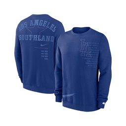 Mens Royal Los Angeles Dodgers Statement Ball Game Fleece Pullover Sweatshirt