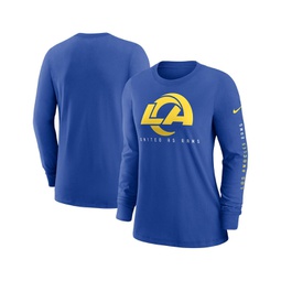 Womens Royal Los Angeles Rams Prime Split Long Sleeve T-shirt