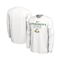 Mens White Oregon Ducks On Court Long Sleeve T-shirt