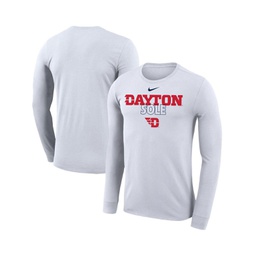 Mens White Dayton Flyers On Court Bench Long Sleeve T-shirt