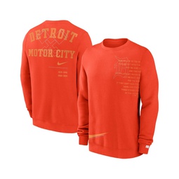 Mens Orange Detroit Tigers Statement Ball Game Fleece Pullover Sweatshirt