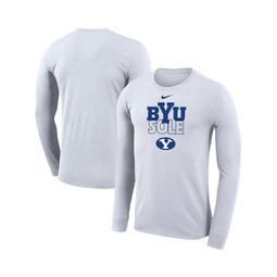Mens White BYU Cougars On Court Bench Long Sleeve T-shirt