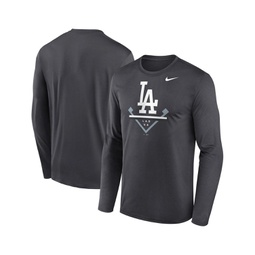 Mens Anthracite Los Angeles Dodgers Icon Legend Performance Long Sleeve T-shirt
