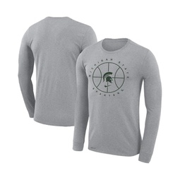 Mens Heathered Gray Michigan State Spartans Basketball Icon Legend Performance Long Sleeve T-shirt