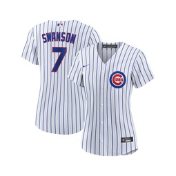 Womens Dansby Swanson White Royal Chicago Cubs Home Replica Player Jersey