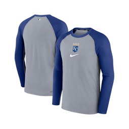 Mens Gray Kansas City Royals Authentic Collection Game Raglan Performance Long Sleeve T-shirt