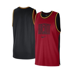 Mens Red Black Miami Heat Courtside Versus Force Split DNA Performance Mesh Tank Top