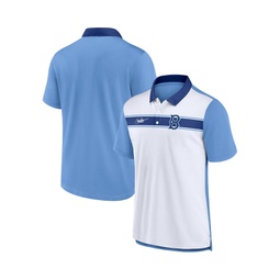 Mens White Light Blue Brooklyn Dodgers CooperstownCollection Rewind Stripe Polo Shirt