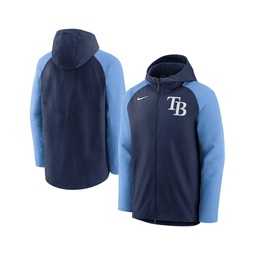 Mens Navy Light Blue Tampa Bay Rays Authentic Collection Performance Raglan Full-Zip Hoodie