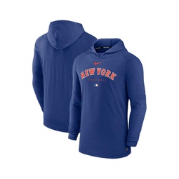 Mens Heather Royal New York Mets Authentic Collection Early Work Tri-Blend Performance Pullover Hoodie