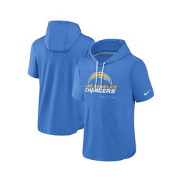 Mens Powder Blue Los Angeles Chargers Short Sleeve Pullover Hoodie