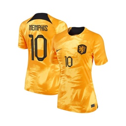 Womens Memphis Depay Orange Netherlands National Team 2022/23 Home Breathe Stadium Replica Player Jersey
