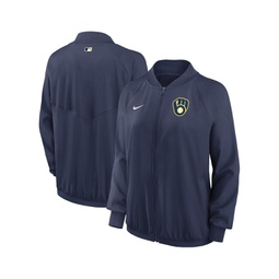 Womens Navy Milwaukee Brewers Authentic Collection Team Raglan Performance Full-Zip Jacket