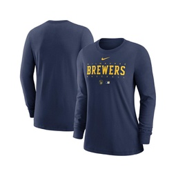 Womens Navy Milwaukee Brewers Authentic Collection Legend Performance Long Sleeve T-shirt