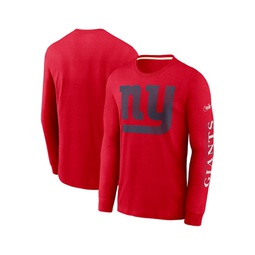 Mens Red New York Giants Fashion Tri-Blend Long Sleeve T-shirt