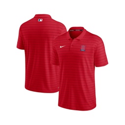 Mens Red Los Angeles Angels Authentic Collection Striped Performance Pique Polo Shirt