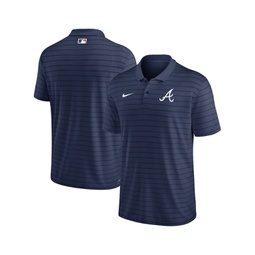 Mens Navy Atlanta Braves Authentic Collection Victory Striped Performance Polo Shirt