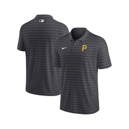 Mens Charcoal Pittsburgh Pirates Authentic Collection Victory Striped Performance Polo Shirt