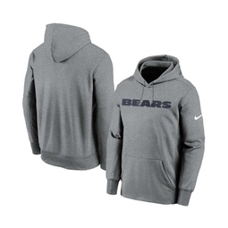Mens Heathered Charcoal Chicago Bears Wordmark Therma Performance Pullover Hoodie