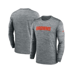 Mens Heather Gray Cleveland Browns Sideline Team Velocity Performance Long Sleeve T-shirt