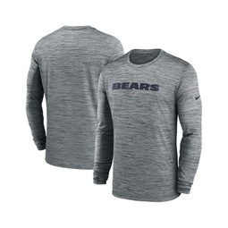 Mens Heather Gray Chicago Bears Sideline Team Velocity Performance Long Sleeve T-shirt