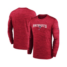 Mens Red New England Patriots Sideline Team Velocity Performance Long Sleeve T-shirt