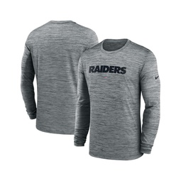 Mens Heather Gray Las Vegas Raiders Sideline Team Velocity Performance Long Sleeve T-shirt
