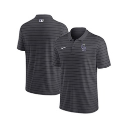 Mens Charcoal Colorado Rockies Authentic Collection Victory Striped Performance Polo Shirt