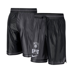 Mens Black Anthracite Brooklyn Nets Courtside Versus Force Split DNA Performance Shorts