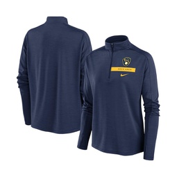 Womens Navy Milwaukee Brewers Primetime Local Touch Pacer Quarter-Zip Top