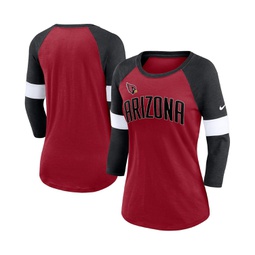 Womens Arizona Cardinals Cardinal Heather Black Football Pride Raglan 3/4-Sleeve T-shirt