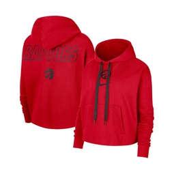 Womens Red Toronto Raptors Courtside Cropped Pullover Hoodie