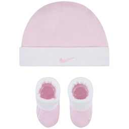 Baby Boys or Baby Girls Swoosh Hat and Booties 2 Piece Set