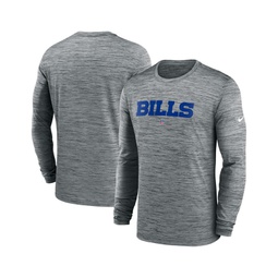 Mens Heather Gray Buffalo Bills Sideline Team Velocity Performance Long Sleeve T-shirt