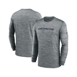 Mens Gray Denver Broncos Sideline Team Velocity Performance Long Sleeve T-shirt