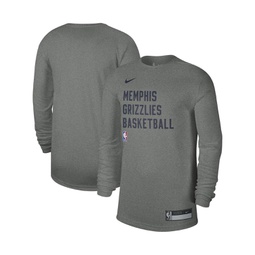 Mens and Womens Heather Gray Memphis Grizzlies 2023/24 Legend On-Court Practice Long Sleeve T-shirt