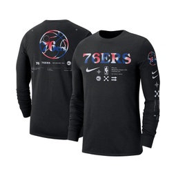 Mens Black Philadelphia 76ers Essential Air Traffic Control Long Sleeve T-shirt