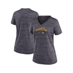 Womens Heather Charcoal Seattle Mariners 2023 City Connect Velocity Practice Performance V-Neck T-shirt