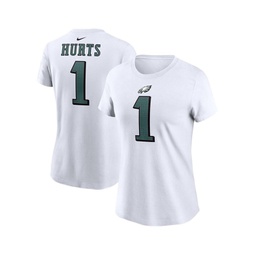 Womens Jalen Hurts White Philadelphia Eagles Player Name and Number T-shirt