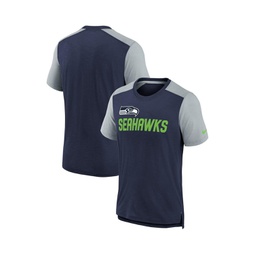 Big Boys Heathered College Navy Heathered Gray Seattle Seahawks Colorblock Team Name T-shirt