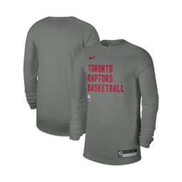 Mens and Womens Heather Gray Toronto Raptors 2023/24 Legend On-Court Practice Long Sleeve T-shirt