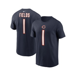 Mens Justin Fields Navy Chicago Bears Player Name and Number T-shirt