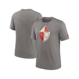 Mens Heather Charcoal San Francisco 49ers Rewind Logo Tri-Blend T-shirt
