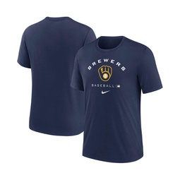 Mens Navy Milwaukee Brewers Authentic Collection Tri-Blend Performance T-shirt