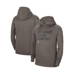Mens and Womens Olive Gray Los Angeles Lakers 2023/24 Performance Spotlight On-Court Practice Pullover Hoodie