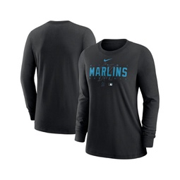 Womens Black Miami Marlins Authentic Collection Legend Performance Long Sleeve T-shirt