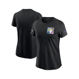 Womens Black Los Angeles Rams 2023 NFL Crucial Catch Sideline Tri-Blend T-shirt