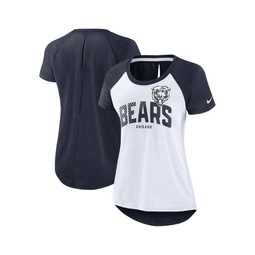 Womens White Heather Navy Chicago Bears Back Cutout Raglan T-shirt